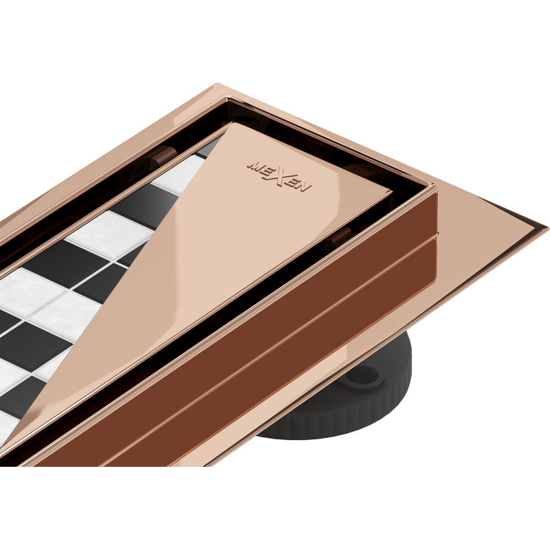 Mexen Flat 360° M13 scurgător liniar rotativ 2în1 50 cm, aur roz - 1610050-40