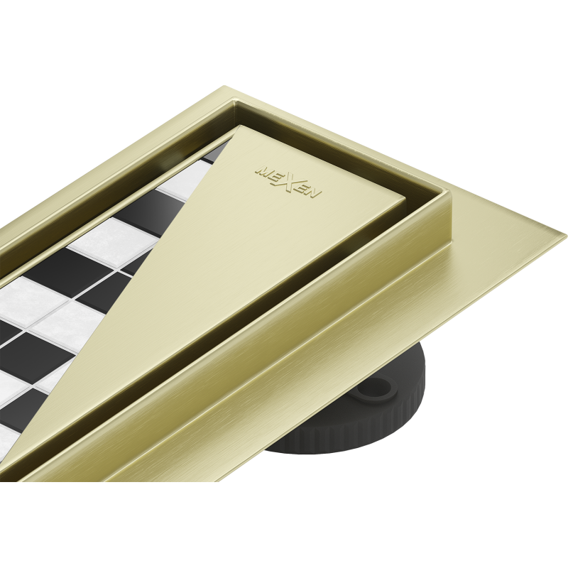 Mexen Flat M13 lineáris lefolyó 2 az 1-ben 80 cm, arany kefélt - 1A10080-15