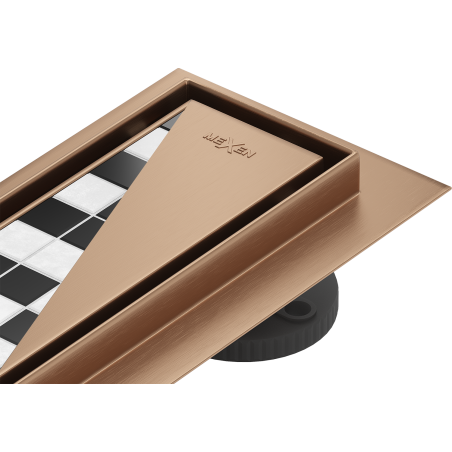 Mexen Flat M13 lineáris lefolyó 2 az 1-ben 90 cm, kefélt réz - 1C10090-15