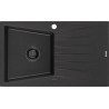 Mexen Cesar chiuvetă granit cu 1 compartiment și scurgător 775 x 470 mm, negru/argintiu metalic, sifon negru - 6514771010-73-B
