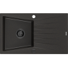 Mexen Cesar chiuvetă din granit cu 1 compartiment și scurgător 775 x 470 mm, negru/aureu metalizat, sifon negru