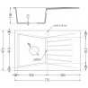 Mexen Cesar chiuvetă din granit cu 1 compartiment cu picurător 775 x 470 mm, Neagră, sifon Neagră - 6514771010-77-B