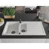 Mexen Andres chiuvetă din granit cu 1,5 cuve și scurgător 1000 x 500 mm, alb, sifon negru - 6515101510-20-B