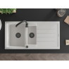 Mexen Andres chiuvetă din granit cu 1,5 cuve și scurgător 1000 x 500 mm, alb, sifon negru - 6515101510-20-B