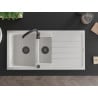 Mexen Andres chiuvetă granit 1,5 compartiment cu scurgător 1000 x 500 mm, alb, sifon negru - 6515101510-20-B