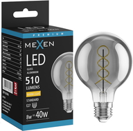 Mexen Vintis Bec LED filament spirală E27, G80, 8W, Caldă - 2700K, 510 lm, fumuriu - L165-E27-0827-70