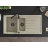 Mexen Andres chiuvetă din granit cu 1,5 compartimente și picurător 1000 x 500 mm, bej, sifon negru - 6515101510-69-B