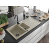 Mexen Andres chiuvetă de granit cu 1,5 compartimente și picurător 1000 x 500 mm, bej, sifon negru - 6515101510-69-B