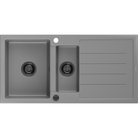 Mexen Andres chiuvetă granit 1,5 camere cu scurgător 1000 x 500 mm, gri, sifon negru - 6515101510-71-B