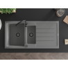 Mexen Andres chiuvetă granit 1,5 camere cu scurgător 1000 x 500 mm, gri, sifon negru - 6515101510-71-B
