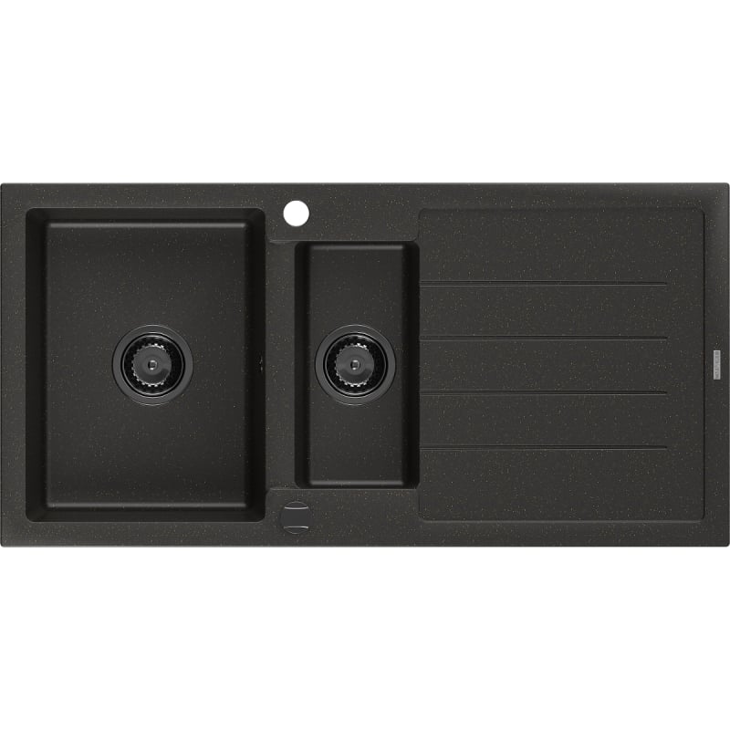 Mexen Andres chiuvetă granit 1,5 compartimente cu picurător 1000 x 500 mm negru/auriu metalic, sifon negru - 6515101510-75-B