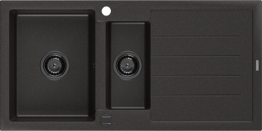 Mexen Andres chiuvetă din granit cu 1,5 cuve și scurgător 1000 x 500 mm negru/auriu metalizat, sifon negru - 6515101510-75-B