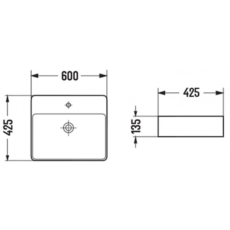 Mexen Lara munkalapra szerelhető mosdókagyló 60 x 42 cm, fehér - 21166000
