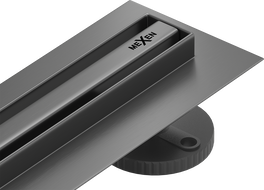 Mexen Flat 360° Slim 360 fokos forgatható, 150 cm-es vonalmenti lefolyó, gun gray kefe - 1E41150