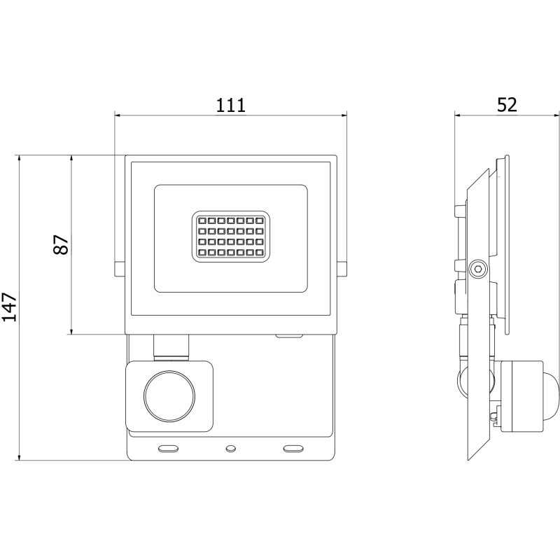 Mexen Luxpro+ proiector LED cu senzor de mișcare, 20W, Rece - 6500K, 2200 lm, alb - L236-020-65-20