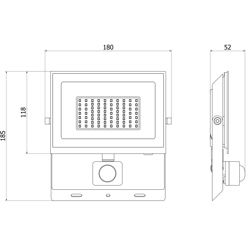 Mexen Luxpro+ LED reflektor mozgásérzékelővel, 50W, Hideg - 6500K, 5500 lm, fekete - L236-050-65-70