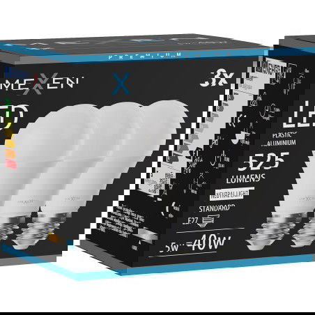 Mexen Nova 3x LED Izzó E27, A60, 5W, Semleges - 4000K, 525 lm - L100-E27-0540-01x03