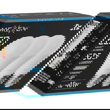 Mexen Nova 3x Bec LED E27, A60, 5W, Rece - 6500K, 525 lm - L100-E27-0565-01x03