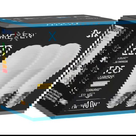 Mexen Nova 3x Bec LED E27, A60, 7W, Caldă - 3000K, 735 lm - L100-E27-0730-01x03