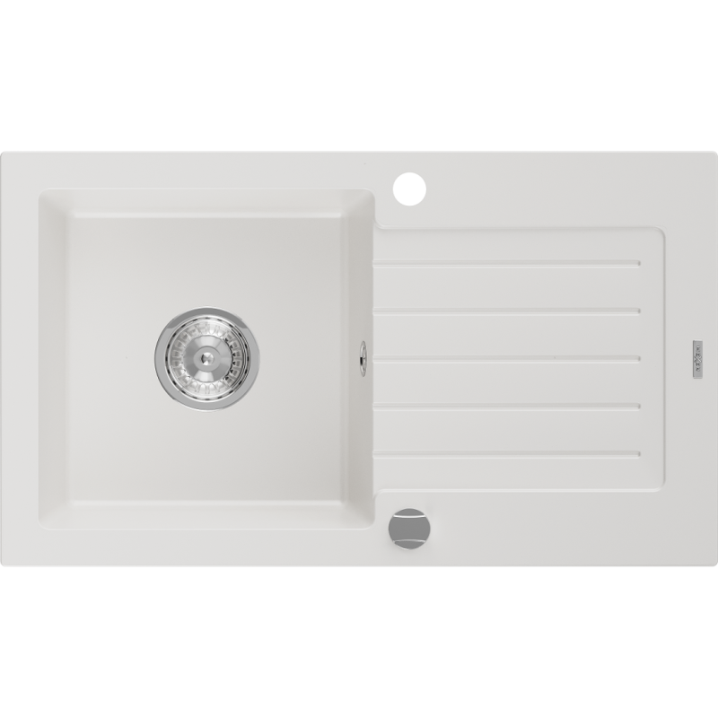 Mexen Pablo 1-medencés gránit mosogató edényszárítóval 752 x 436 mm, Fehér - 6510751010-20