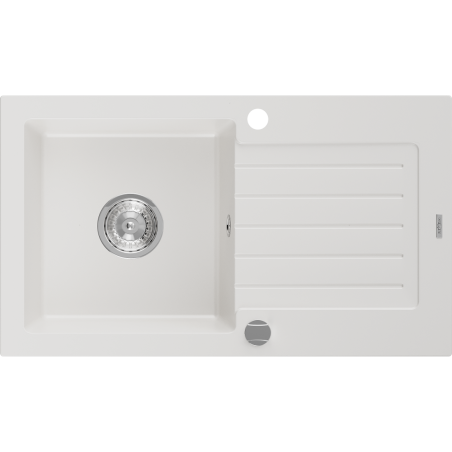 Mexen Pablo 1-medencés gránit mosogató edényszárítóval 752 x 436 mm, Fehér - 6510751010-20