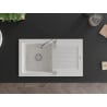 Mexen Pablo chiuvetă de granit cu 1 compartiment și scurgător 752 x 436 mm, alb, sifon crom - 6510751010-20