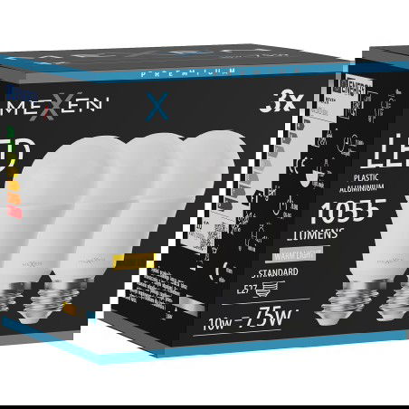 Mexen Nova 3x Bec LED E27, A60, 10W, Caldă - 3000K, 1055 lm - L100-E27-1030-01x03