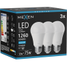 Mexen Nova 3x LED izzó E27, A60, 12W, Hideg - 6500K, 1260 lm - L100-E27-1265-01x03
