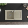 Mexen Pablo chiuvetă de granit cu 1 cuvă și scurgător 752 x 436 mm, bej, sifon crom - 6510751010-69