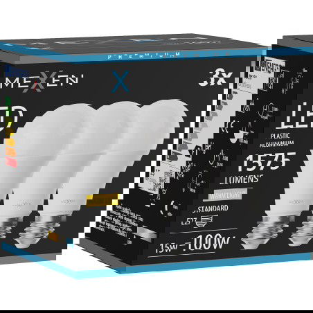 Mexen Nova 3x LED izzó E27, A60, 15W, Meleg - 3000K, 1575 lm - L100-E27-1530-01x03