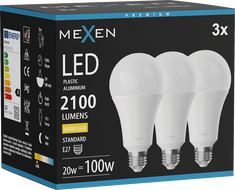 Mexen Nova 3x Bec LED E27, A70, 20W, Caldă - 3000K, 2100 lm - L100-E27-2030-01x03