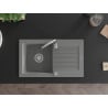Mexen Pablo 1-kamrás gránit mosogató csepegtetővel 752 x 436 mm, szürke, króm szifon - 6510751010-71