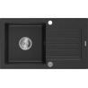 Mexen Pablo 1-medencés gránit mosogató edényszárítóval 752 x 436 mm, Fekete/Fém ezüst - 6510751010-73