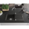 Mexen Pablo chiuvetă din granit cu 1 compartiment cu picurător 752 x 436 mm, Neagră/Auriu metalic - 6510751010-75