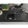 Mexen Pablo chiuvetă de bucătărie din granit cu 1 compartiment și scurgător 752 x 436 mm, negru, sifon cromat