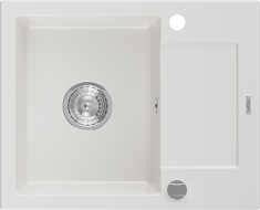 Mexen Enzo 1-medencés gránit mosogató, csepegtetővel 576 x 465 mm, fehér, króm szifon - 6506571005-20