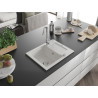 Mexen Enzo chiuvetă de bucătărie din granit, cu 1 cameră și scurgător, 576 x 465 mm, alb, sifon crom - 6506571005-20