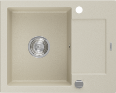 Mexen Enzo chiuvetă de granit cu o singură cuvă și picurător, 576 x 465 mm, bej, sifon cromat - 6506571005-69