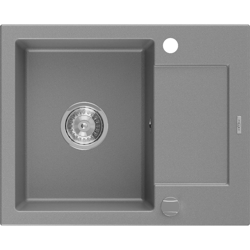 Mexen Enzo 1-medencés gránit mosogató rövid edényszárítóval 576 x 465 mm, Szürke - 6506571005-71