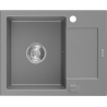 Mexen Enzo 1 rekeszes gránit mosogató csepegtetővel, 576 x 465 mm, szürke, krómozott szifon - 6506571005-71