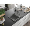 Mexen Enzo 1-medencés gránit mosogató lefolyóval 576 x 465 mm, szürke, króm szifon - 6506571005-71