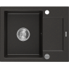 Mexen Enzo chiuvetă de granit cu 1 cuvă și picurător 576 x 465 mm, negru/auriu metalic, sifon crom - 6506571005-75