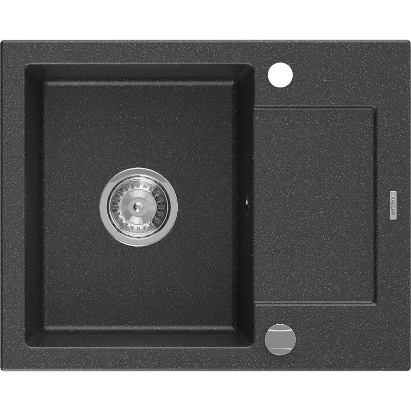 Mexen Enzo 1-medencés gránit mosogató rövid edényszárítóval 576 x 465 mm, Fekete foltos - 6506571005-76