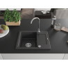Mexen Enzo gránit mosogató 1-medencés csepegtetővel 576 x 465 mm, fekete pöttyözött, króm szifon - 6506571005-76