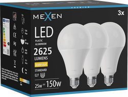 Mexen Nova 3x Bec LED E27, A95, 25W, Caldă - 3000K, 2625 lm - L100-E27-2530-01x03