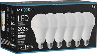 Mexen Nova 6x Bec LED E27, A95, 25W, Neutru - 4000K, 2625 lm - L100-E27-2540-01x06