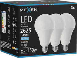 Mexen Nova 3x Bec LED E27, A95, 25W, Rece - 6500K, 2625 lm - L100-E27-2565-01x03
