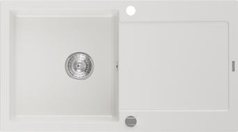 Mexen Leo chiuvetă din granit cu 1 compartiment cu picurător 900 x 500 mm, Albă - 6501901010-20