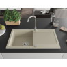 Mexen Leo chiuvetă de bucătărie din granit cu 1 compartiment cu scurgător 900 x 500 mm, bej, sifon crom - 6501901010-69