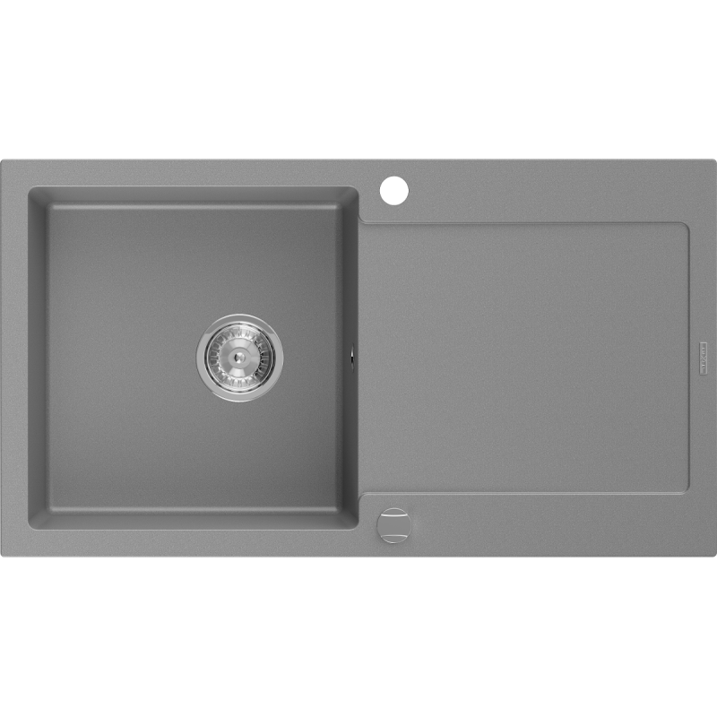 Mexen Leo gránit mosogató 1 rekeszes, csepegtetővel 900 x 500 mm, szürke, króm szifon - 6501901010-71